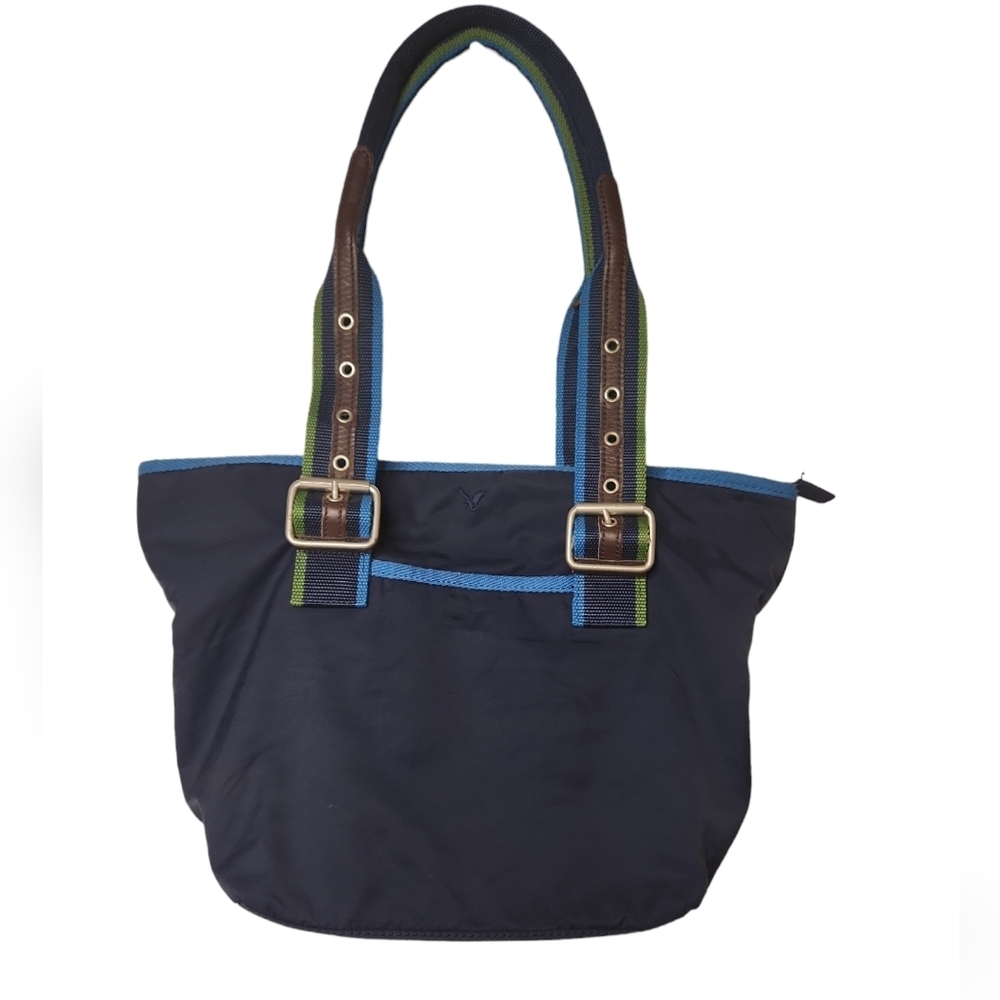 American Eagle Dark Blue Nylon/Cotton Canvas Tote Bag